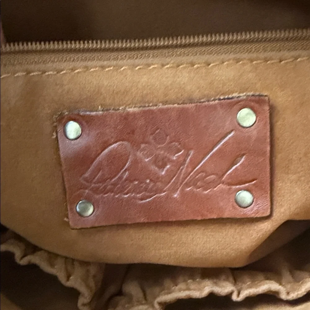 Patricia Nash Paris Leather Large Laser Cut Satchel Gold Boho